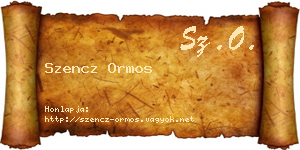 Szencz Ormos névjegykártya